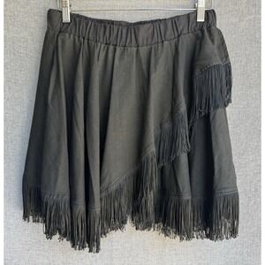 Western Collection Fringe L Skirt Black Made in USA Cowgirl Vintage